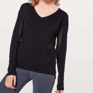 Lululemon still movement v neck sweater black women’s 8